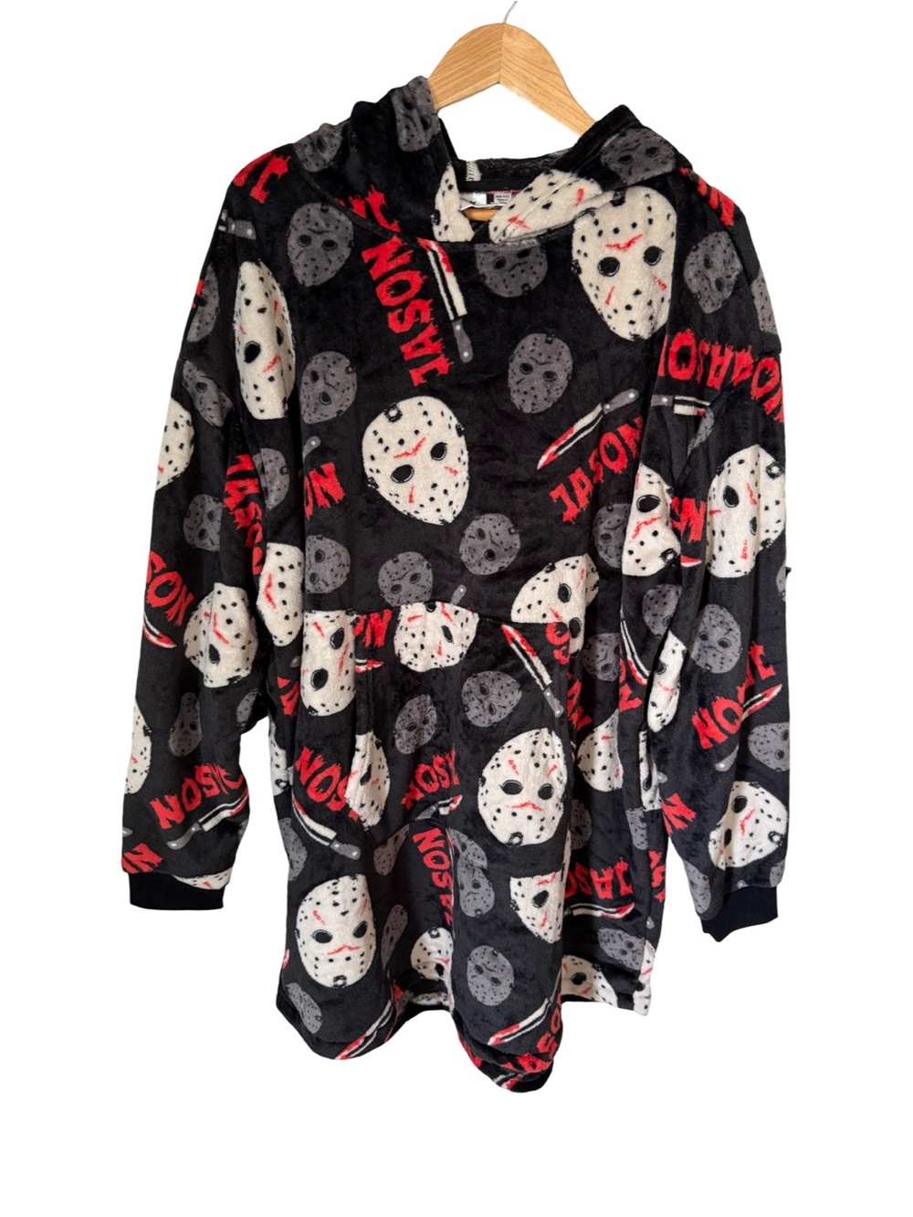 Friday the 13th Jason Logo Graphic Blanket Hoodie NWT One Size